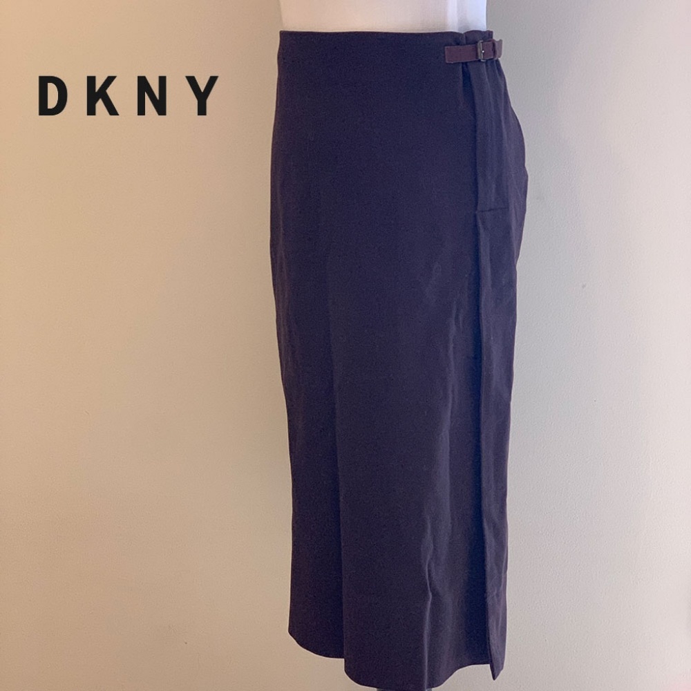DKNY Brown Skirt with Buckle Embellishment